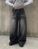 Cardin Black Blue Washing Wide Denim Pants