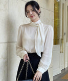 Lumian Pearl Satin Tie Blouse
