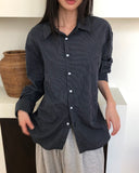 Big check collar overfit long-sleeved shirt