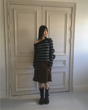 Binp Lace Corduroy Cut Midi Skirt