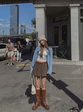 Melo Pleats Checkered Pantskirt