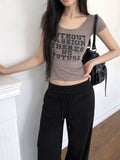 Kubu Ribbed Lettering Slim Short Sleeve T-Shirt