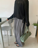 Jorit See-Through Strap Ribbon Long Sleeve Tee