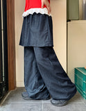 [BAONHAUS] Mecca Summer Denim Layered Skirt Pants