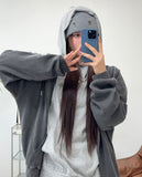 Lock embroidery hooded long sleeve