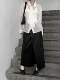 Revon Crack Leather Long Skirt