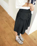 [Belt bag set] Machi pleated frill nylon banding midi skirt