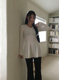 Shining Wool Ribbon Strap Punching Knit One Piece