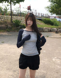 Ray Two-Tone See-Through Raglan Long Sleeve