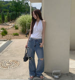 Glam Back Open Shirring Halterneck Sleeveless