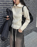 Chise cable knit half zip-up