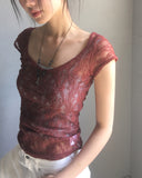 Nuvo See-through Lace Short Sleeve T-shirt