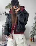 Lopa Hood Leather Padded Jacket
