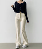 Corduroy Brushed Long Bootcut Banding Pants