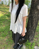 [MADE] Pooin Pleated Punching Short Sleeve Blouse