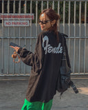 Fran vintage lettering over long sleeves