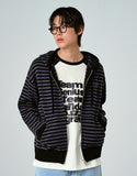 OF_SYMBOL Embroidered Knit Stripe Hood Zip-Up