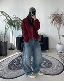Pet Curved Button Denim Pants