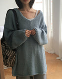 Wedi Thick Overfit V-Neck Knit One Piece