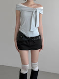 Studded Cotton Low Skirt Pants