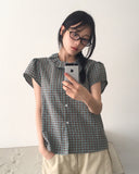 Tinbe Frill Check Short Sleeve Shirt