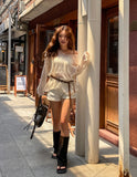 [Cup sleeveless + Belt set] Summer Bohemian Net Knit Set