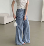 Summer Linen Tencel Banding Loose Bootcut Denim Pants