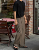Fold Two Tuck Wide Slacks