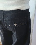 Piin Stud Brushed Vintage Wide Pants