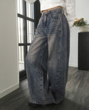 Teensy side pin tuck denim pants