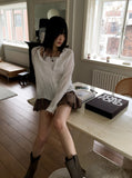 Rossop stripe line see-through long sleeve shirt