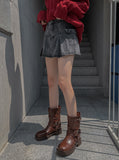 Pocket pleats A-line miniskirt