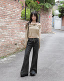 Shume Punching Openwork String Off-Shoulder Knit