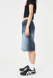 Grayish blue washed denim half pants