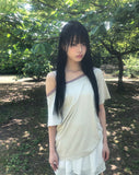 [MADE] Doen Lace Off-Shoulder Short Sleeve T-Shirt