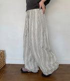 Kvus Linen Stripe Banding Wide Pants