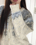 Feeder Nordic Snowflake Hairy Knit Cardigan