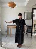 Dakono Collar Pocket Button Long One Piece