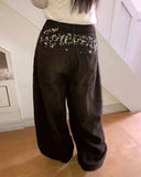 Sumo Leopard Lettering Brushed Wide Balloon Pants