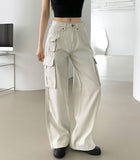 3 Pocket Vintage Pin Tuck Loose Wide Fit Cotton Pants