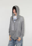 TWISTED KNIT HOOD ZIP-UP