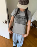 Puring Rabbit Lace Print Short Sleeve T-Shirt