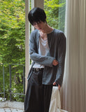 Rogen Ribbed Linen Button Cardigan