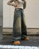 Lutz Vintage Washing Denim Wide Pants