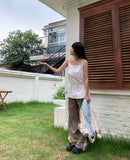 Brew Ribbon Shirring Layered Sleeveless One Piece