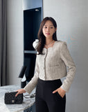 Coner Square Neck Tweed Jacket