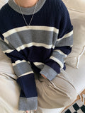 [unisex] Luhan Stripe Over Round Knit