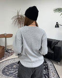 Tove Waffle Henley Neck Long Sleeve Tee