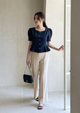 Cloa Heartneck Puff Peplum Jacket Blouse