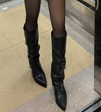 Unfold Leather Knee High Boots